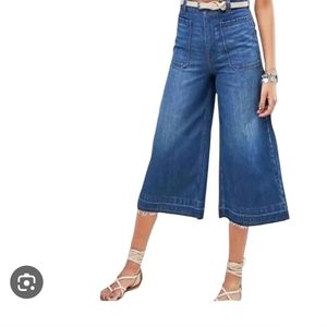 Free People we the free High Rise Wide Leg Cropped Raw Hem sz 26